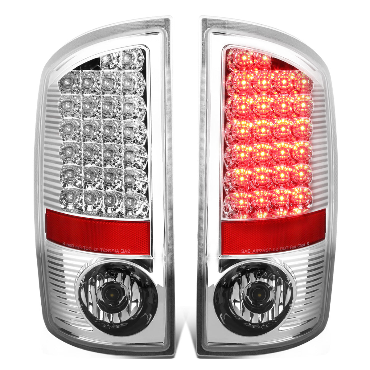FAROS TRASEROS 07-08 DODGE RAM 1500 / 07-09 DODGE RAM 2500 , 3500 - LED - CHROME / CLEAR