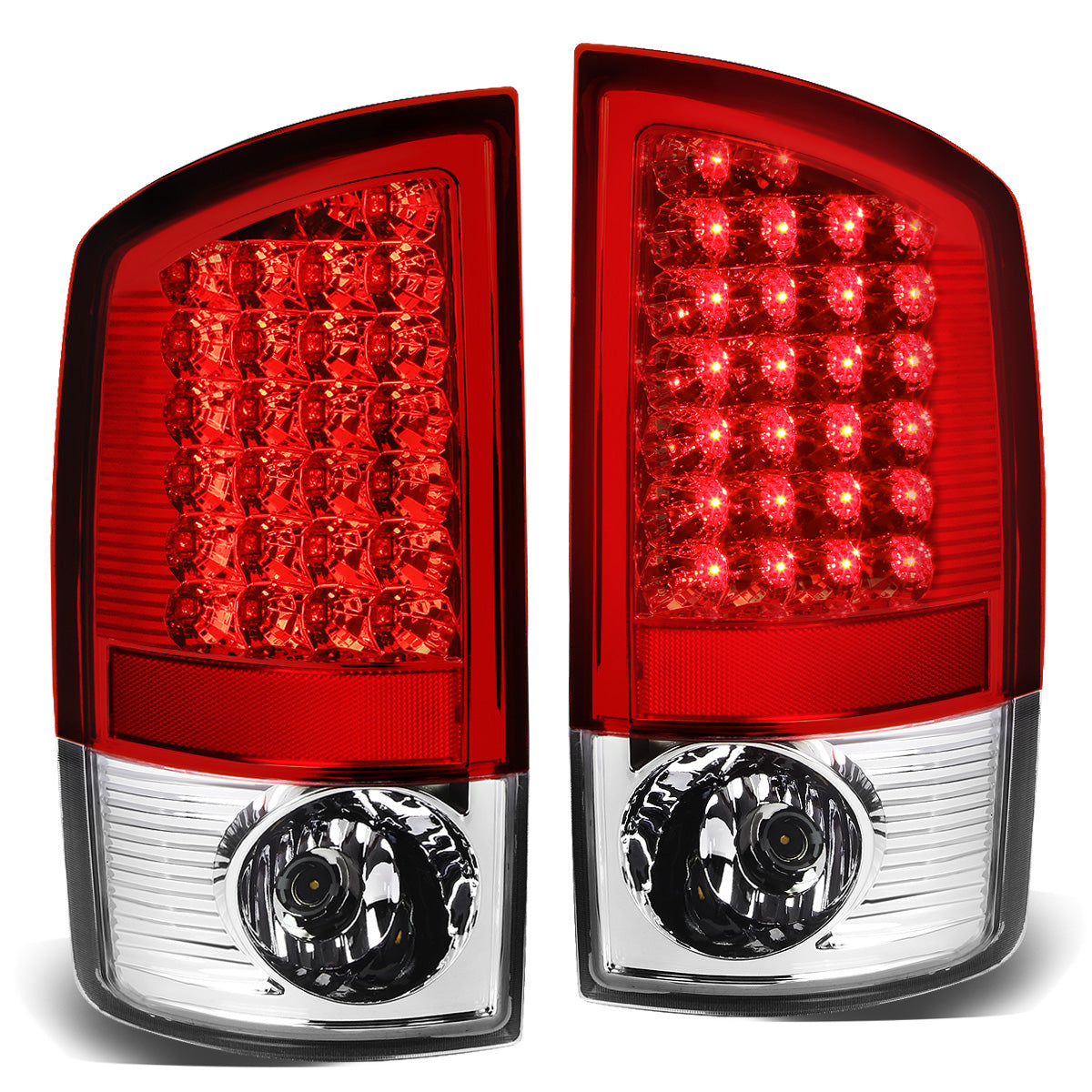 FAROS TRASEROS 07-08 DODGE RAM 1500 / 07-09 DODGE RAM 2500 , 3500 - LED - CHROME / RED