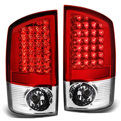 FAROS TRASEROS 07-08 DODGE RAM 1500 / 07-09 DODGE RAM 2500 , 3500 - LED - CHROME / RED