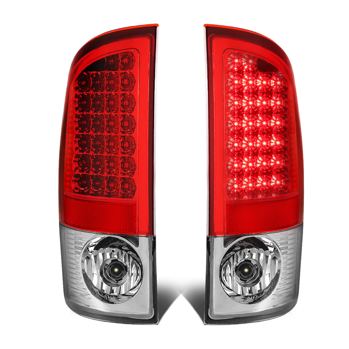 FAROS TRASEROS 07-08 DODGE RAM 1500 / 07-09 DODGE RAM 2500 , 3500 - LED - CHROME / RED