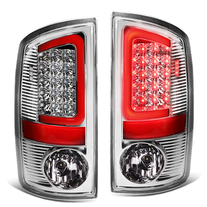 FAROS TRASEROS 07-08 DODGE RAM 1500 / 07-09 DODGE RAM 2500 , 3500 - RED C-BAR - 3D - U-HALO LED - CHROME / CLEAR