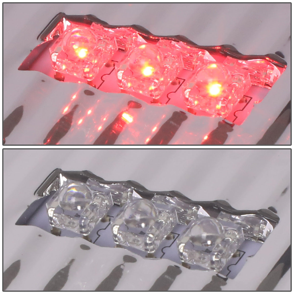 FAROS TRASEROS 07-08 DODGE RAM 1500 / 07-09 DODGE RAM 2500 , 3500 - RED C-BAR - 3D - U-HALO LED - CHROME / CLEAR