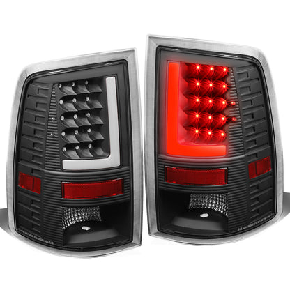 FAROS TRASEROS 09-17 DODGE RAM 1500 / 10-17 DODGE RAM 2500 , 3500 - L-BAR - 3D - LED - BLACK / CLEAR