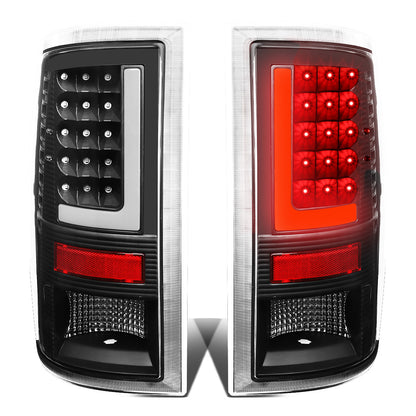 FAROS TRASEROS 09-17 DODGE RAM 1500 / 10-17 DODGE RAM 2500 , 3500 - L-BAR - 3D - LED - BLACK / CLEAR