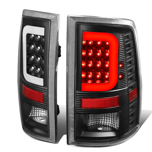 FAROS TRASEROS 09-17 DODGE RAM 1500 / 10-17 DODGE RAM 2500 , 3500 - C-BAR - 3D - LED - BLACK / CLEAR