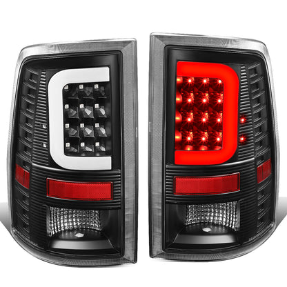 FAROS TRASEROS 09-17 DODGE RAM 1500 / 10-17 DODGE RAM 2500 , 3500 - C-BAR - 3D - LED - BLACK / CLEAR