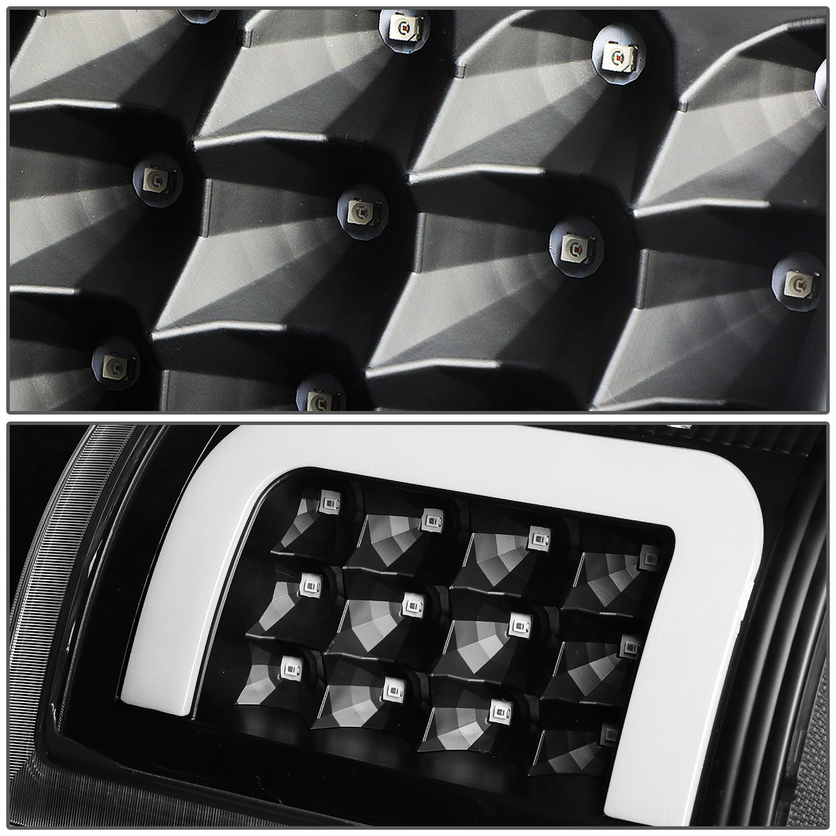 FAROS TRASEROS 09-17 DODGE RAM 1500 / 10-17 DODGE RAM 2500 , 3500 - C-BAR - 3D - LED - BLACK / CLEAR