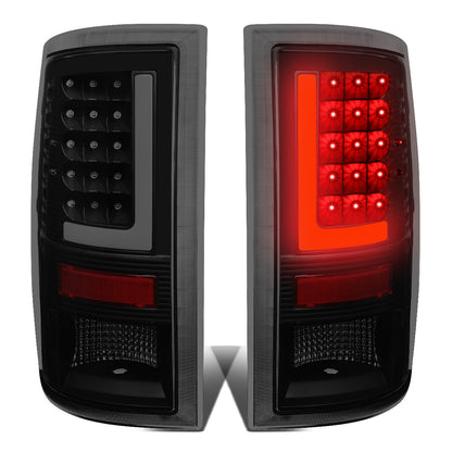 FAROS TRASEROS 09-17 DODGE RAM 1500 / 10-17 DODGE RAM 2500 , 3500 - L-BAR - 3D - LED - BLACK / SMOKE