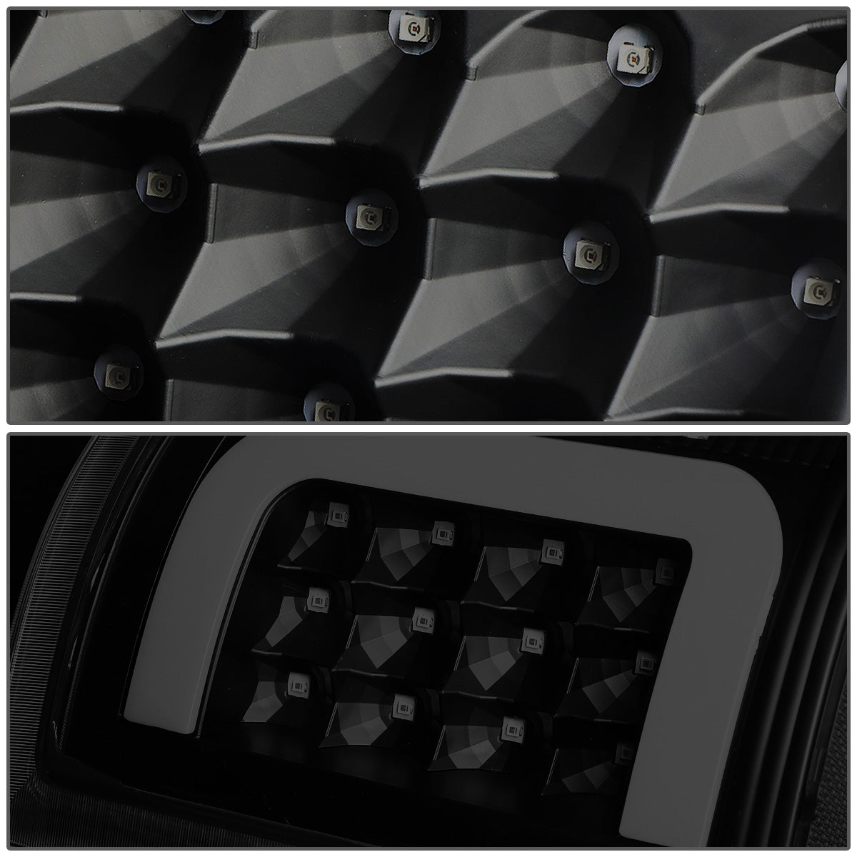 FAROS TRASEROS 09-17 DODGE RAM 1500 / 10-17 DODGE RAM 2500 , 3500 - C-BAR - 3D - LED - BLACK / SMOKE