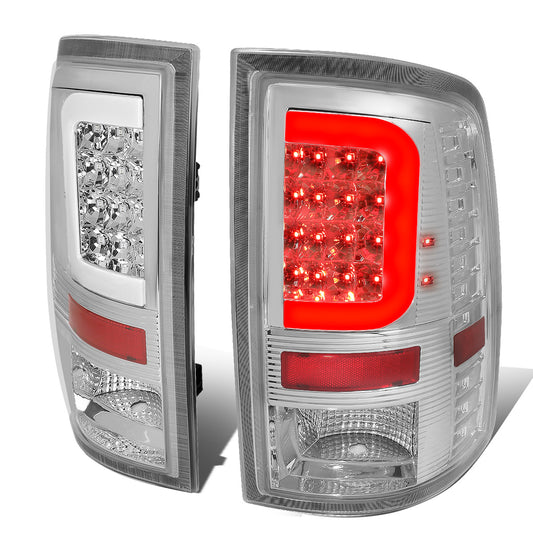 FAROS TRASEROS 09-17 DODGE RAM 1500 / 10-17 DODGE RAM 2500 , 3500 - C-BAR - 3D - LED - CHROME / CLEAR