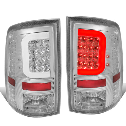 FAROS TRASEROS 09-17 DODGE RAM 1500 / 10-17 DODGE RAM 2500 , 3500 - C-BAR - 3D - LED - CHROME / CLEAR