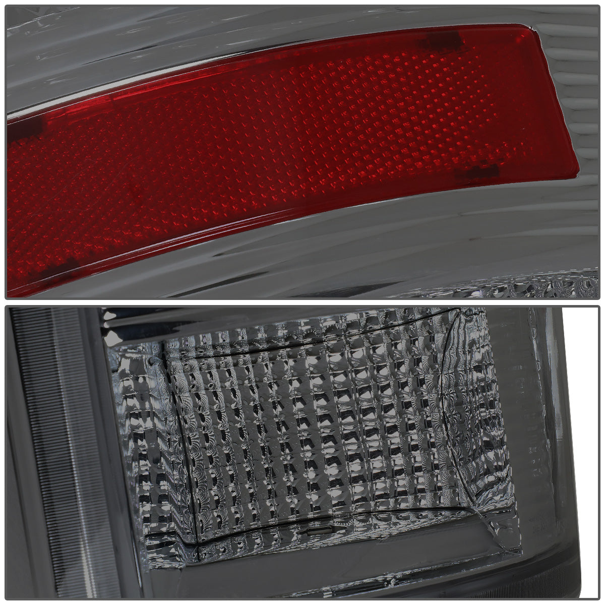 FAROS TRASEROS 09-17 DODGE RAM 1500 / 10-17 DODGE RAM 2500 , 3500 - L-BAR - 3D - LED - CHROME / SMOKE