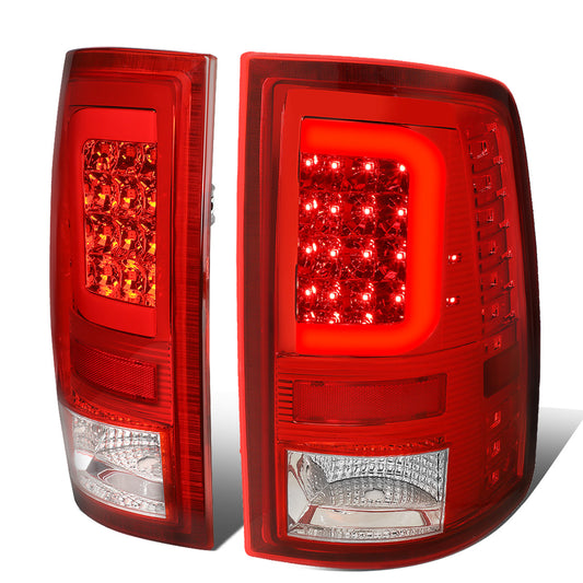 FAROS TRASEROS 09-17 DODGE RAM 1500 / 10-17 DODGE RAM 2500 , 3500 - C-BAR - 3D - LED - CHROME / RED