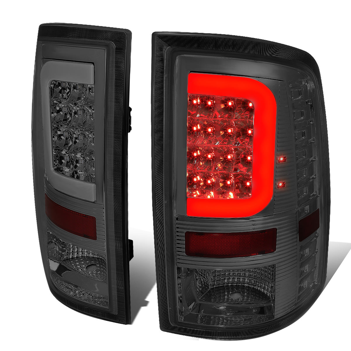 FAROS TRASEROS 09-17 DODGE RAM 1500 / 10-17 DODGE RAM 2500 , 3500 - C-BAR - 3D - LED - CHROME / SMOKE