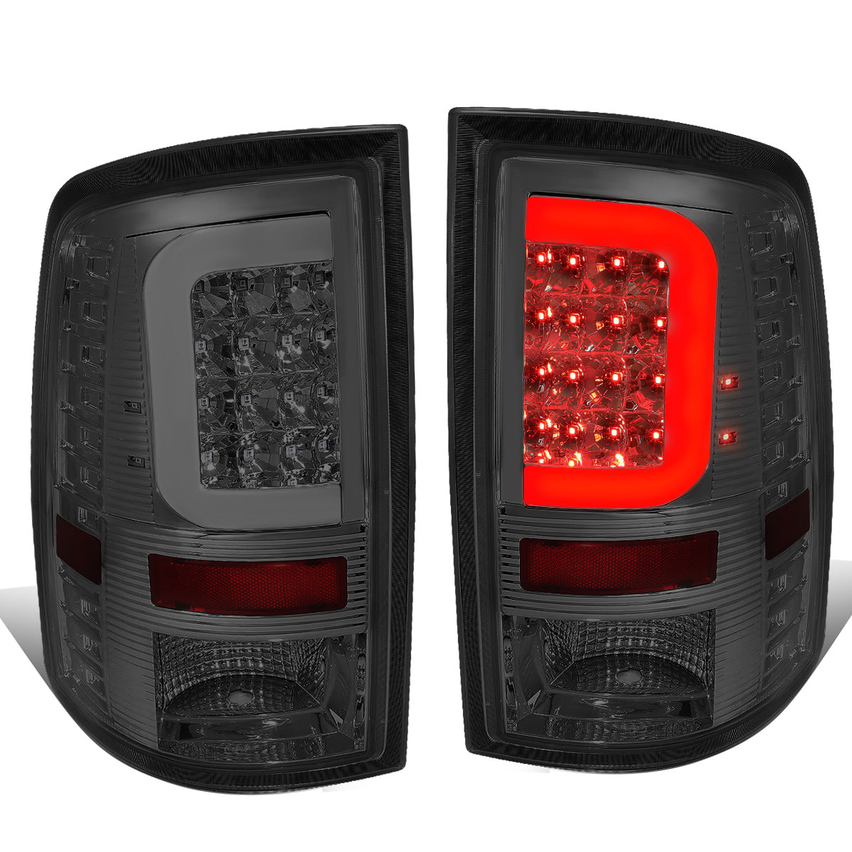FAROS TRASEROS 09-17 DODGE RAM 1500 / 10-17 DODGE RAM 2500 , 3500 - C-BAR - 3D - LED - CHROME / SMOKE
