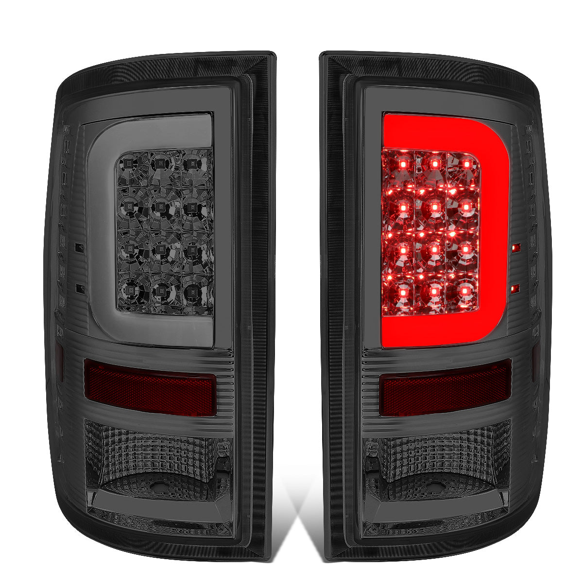 FAROS TRASEROS 09-17 DODGE RAM 1500 / 10-17 DODGE RAM 2500 , 3500 - C-BAR - 3D - LED - CHROME / SMOKE