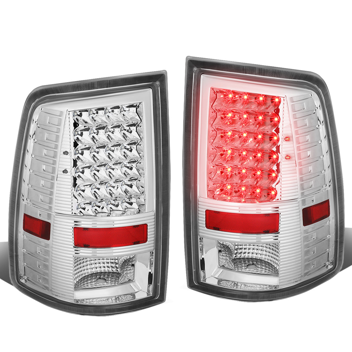 FAROS TRASEROS 09-17 DODGE RAM 1500 / 10-17 DODGE RAM 2500 , 3500 - LED - CHROME / CLEAR