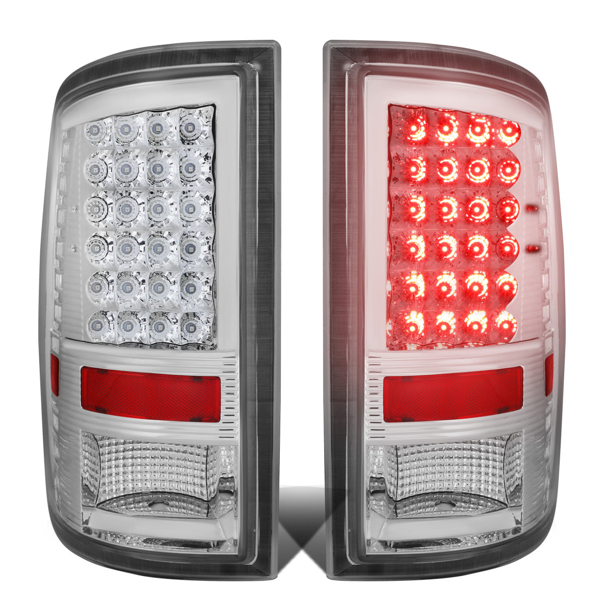 FAROS TRASEROS 09-17 DODGE RAM 1500 / 10-17 DODGE RAM 2500 , 3500 - LED - CHROME / CLEAR