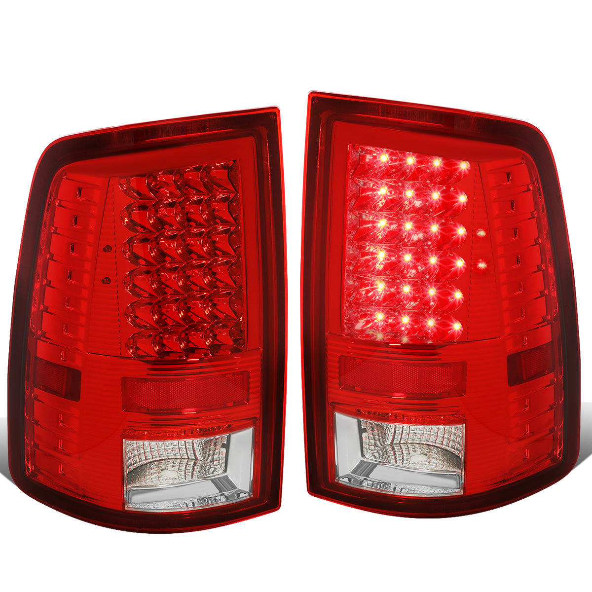 FAROS TRASEROS 09-17 DODGE RAM 1500 / 10-17 DODGE RAM 2500 , 3500 - LED - CHROME / RED