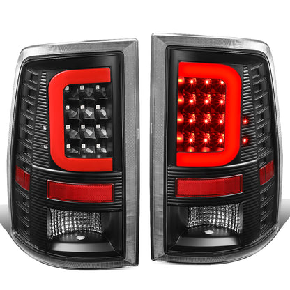 FAROS TRASEROS 09-17 DODGE RAM 1500 / 10-17 DODGE RAM 2500 , 3500 - RED C-BAR - 3D - LED - BLACK / CLEAR