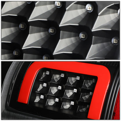 FAROS TRASEROS 09-17 DODGE RAM 1500 / 10-17 DODGE RAM 2500 , 3500 - RED C-BAR - 3D - LED - BLACK / CLEAR