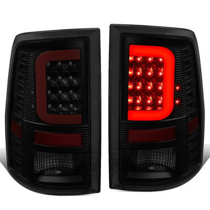 FAROS TRASEROS 09-17 DODGE RAM 1500 / 10-17 DODGE RAM 2500 , 3500 - RED C-BAR - 3D - LED - BLACK / SMOKE