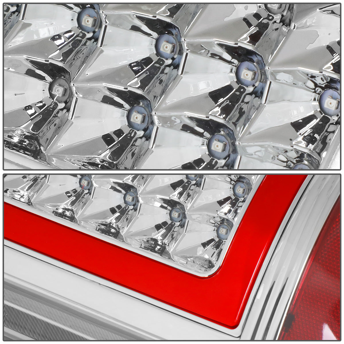 FAROS TRASEROS 09-17 DODGE RAM 1500 / 10-17 DODGE RAM 2500 , 3500 - RED L-BAR - 3D - LED - CHROME / CLEAR