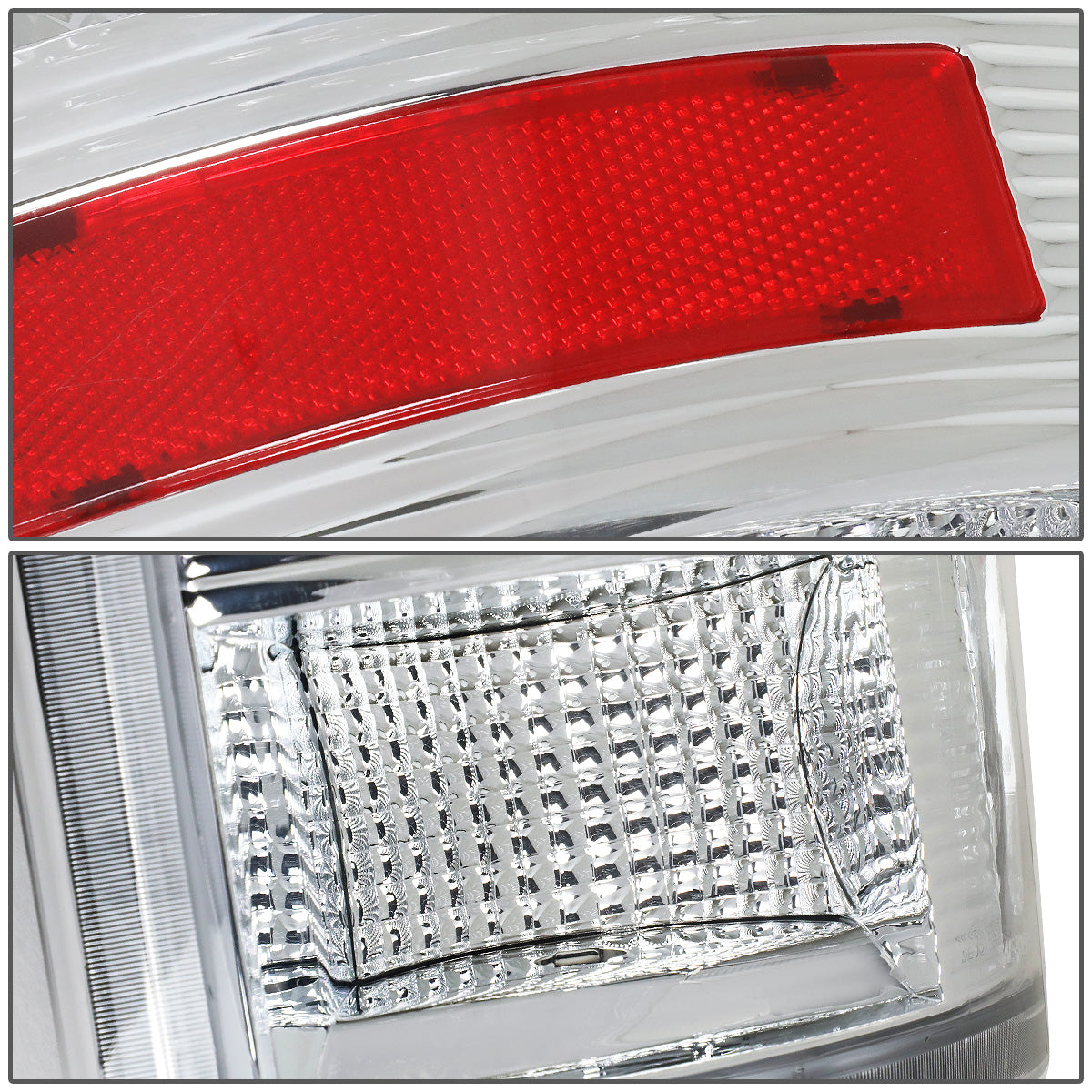 FAROS TRASEROS 09-17 DODGE RAM 1500 / 10-17 DODGE RAM 2500 , 3500 - RED L-BAR - 3D - LED - CHROME / CLEAR
