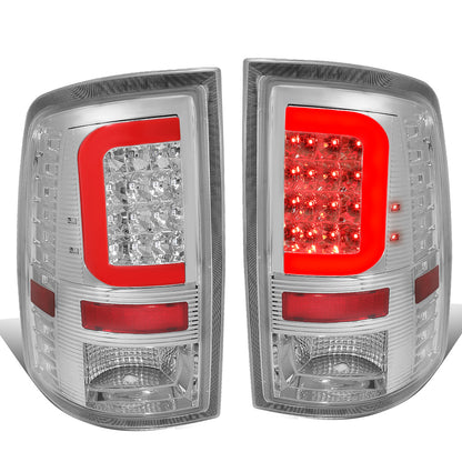 FAROS TRASEROS 09-17 DODGE RAM 1500 / 10-17 DODGE RAM 2500 , 3500 - RED C-BAR - 3D - LED - CHROME / CLEAR