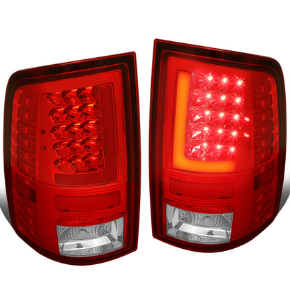 FAROS TRASEROS 09-17 DODGE RAM 1500 / 10-17 DODGE RAM 2500 , 3500 - RED L-BAR - 3D - LED - CHROME / RED