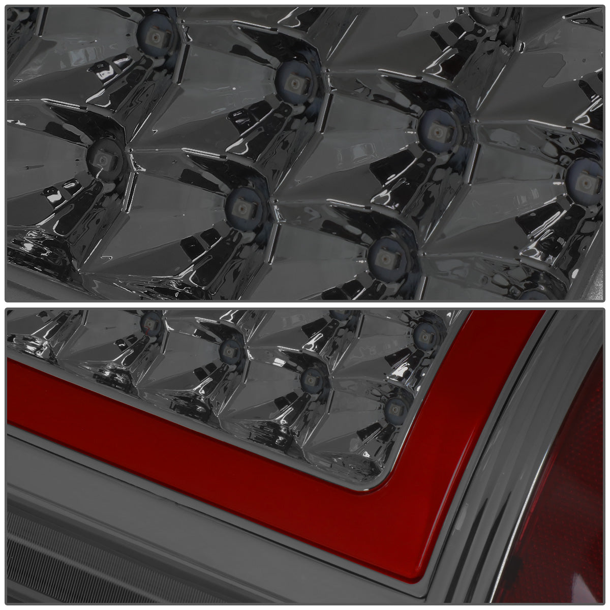 FAROS TRASEROS 09-17 DODGE RAM 1500 / 10-17 DODGE RAM 2500 , 3500 - RED L-BAR - 3D - LED - CHROME / SMOKE