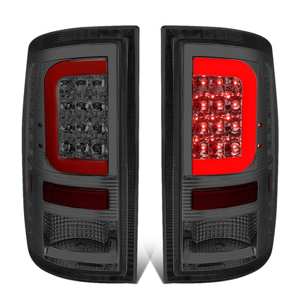 FAROS TRASEROS 09-17 DODGE RAM 1500 / 10-17 DODGE RAM 2500 , 3500 - RED C-BAR - 3D - LED - CHROME / SMOKE