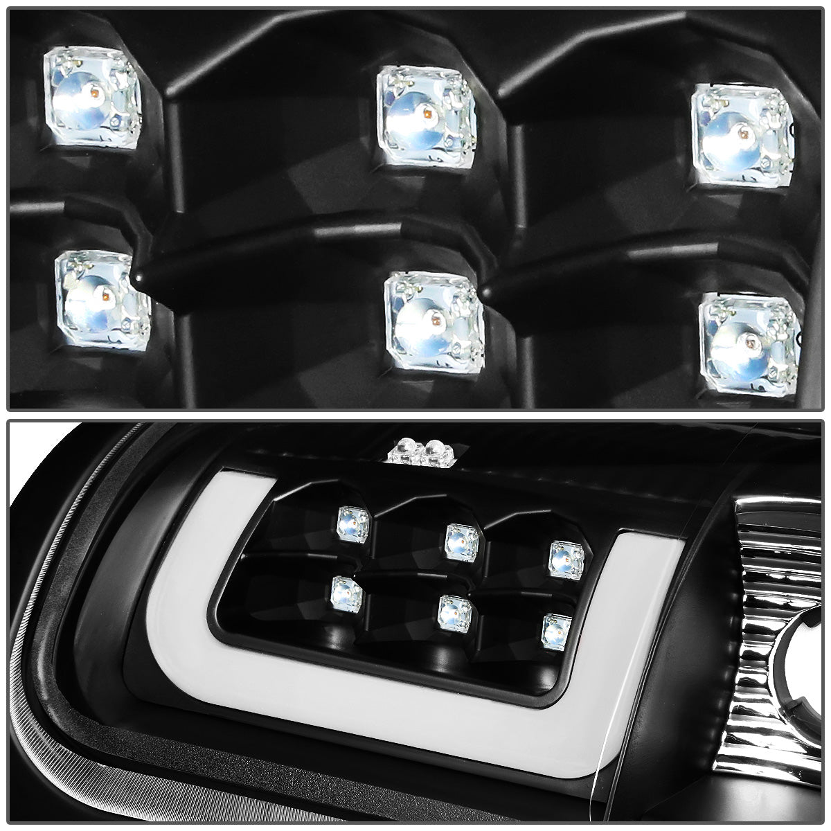 FAROS TRASEROS 94-01 DODGE RAM 1500 / 94-02 DODGE RAM 2500 , 3500 - C-BAR - 3D - U-HALO LED - BLACK / CLEAR
