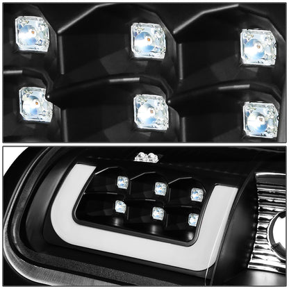 FAROS TRASEROS 94-01 DODGE RAM 1500 / 94-02 DODGE RAM 2500 , 3500 - C-BAR - 3D - U-HALO LED - BLACK / CLEAR