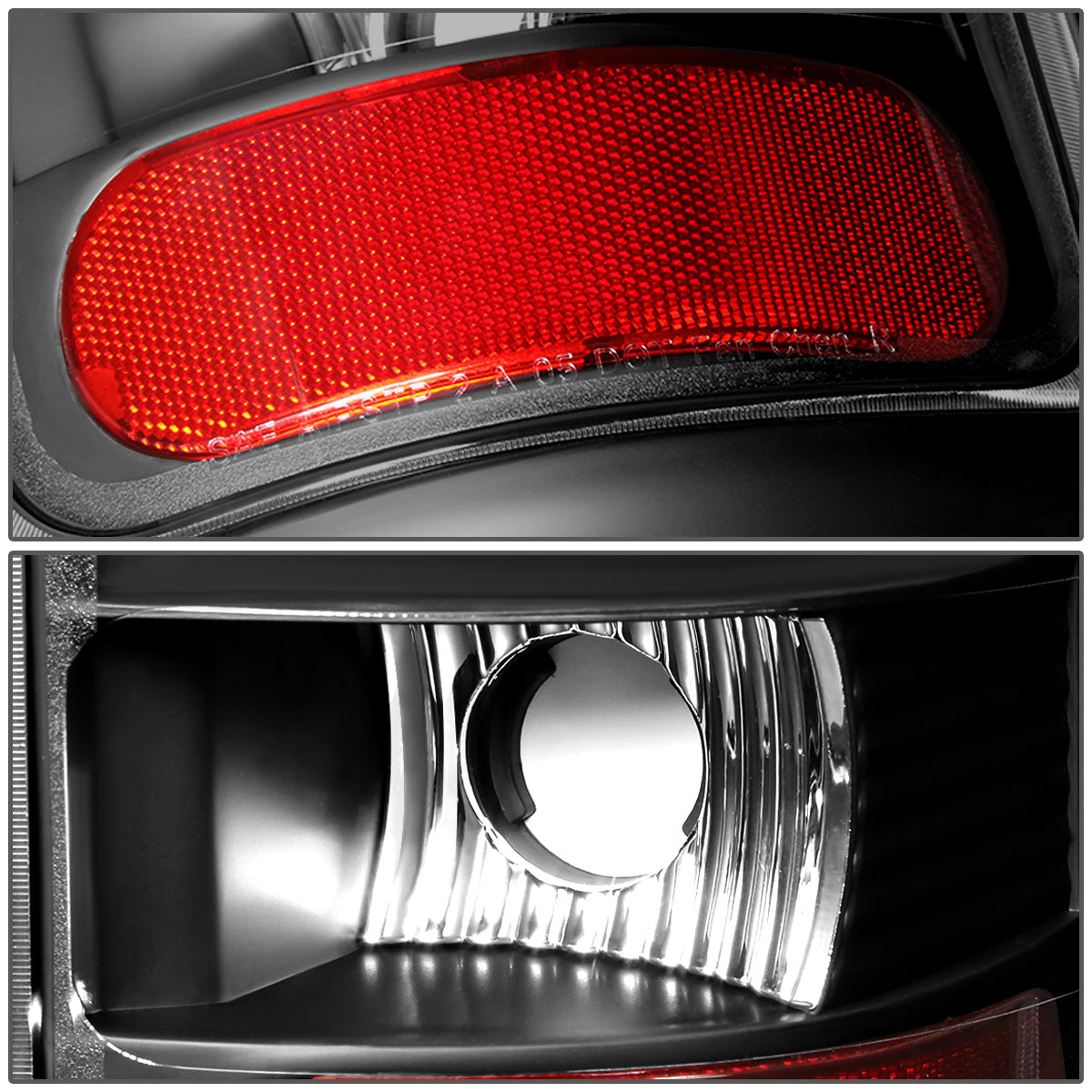 FAROS TRASEROS 94-01 DODGE RAM 1500 / 94-02 DODGE RAM 2500 , 3500 - C-BAR - 3D - U-HALO LED - BLACK / CLEAR