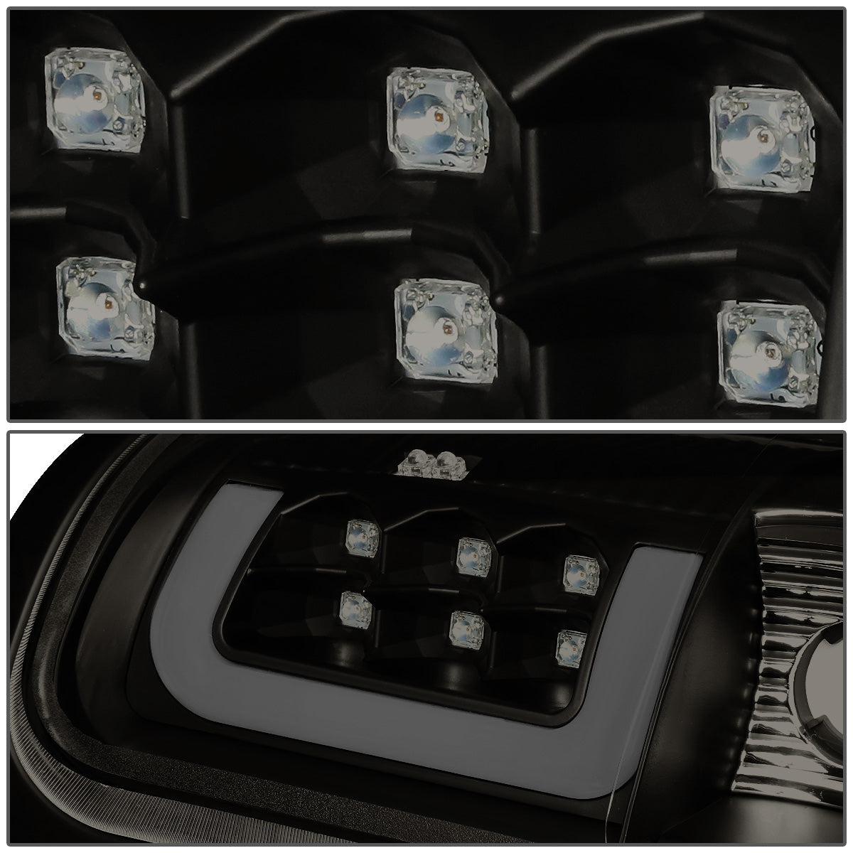 FAROS TRASEROS 94-01 DODGE RAM 1500 / 94-02 DODGE RAM 2500 , 3500 - C-BAR - 3D - U-HALO LED - BLACK / SMOKE