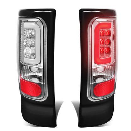 FAROS TRASEROS 94-01 DODGE RAM 1500 / 94-02 DODGE RAM 2500 , 3500 - C-BAR - 3D - U-HALO LED - CHROME / CLEAR
