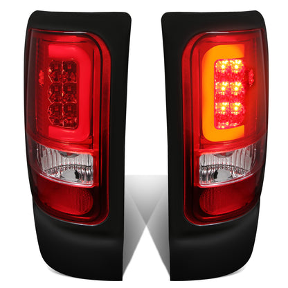 FAROS TRASEROS 94-01 DODGE RAM 1500 / 94-02 DODGE RAM 2500 , 3500 - C-BAR - 3D - U-HALO LED - CHROME / RED