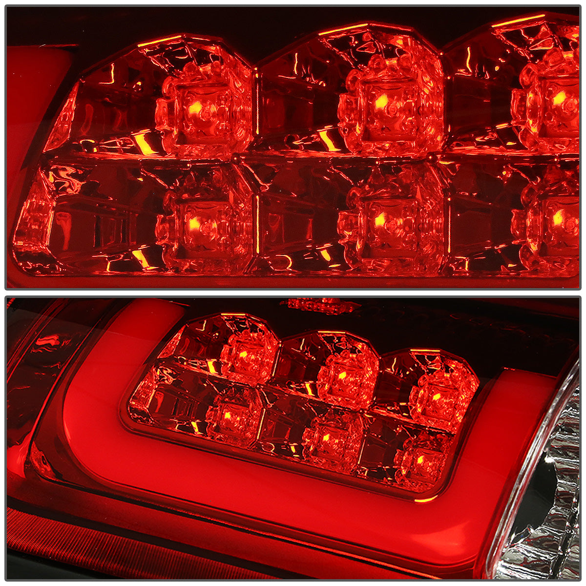 FAROS TRASEROS 94-01 DODGE RAM 1500 / 94-02 DODGE RAM 2500 , 3500 - C-BAR - 3D - U-HALO LED - CHROME / RED
