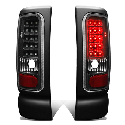 FAROS TRASEROS 94-01 DODGE RAM 1500 / 94-02 DODGE RAM 2500 , 3500 - LED - BLACK / CLEAR