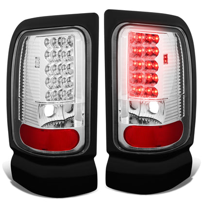 FAROS TRASEROS 94-01 DODGE RAM 1500 / 94-02 DODGE RAM 2500 , 3500 - LED - CHROME / CLEAR