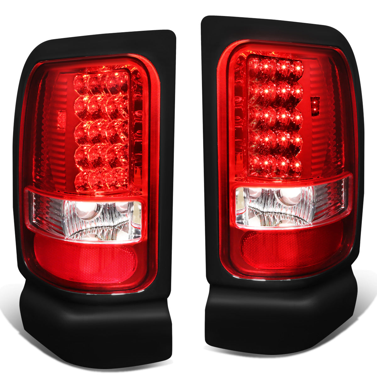 FAROS TRASEROS 94-01 DODGE RAM 1500 / 94-02 DODGE RAM 2500 , 3500 - LED - CHROME / RED