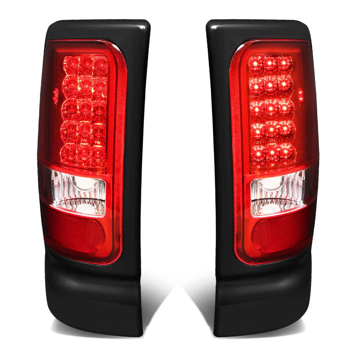 FAROS TRASEROS 94-01 DODGE RAM 1500 / 94-02 DODGE RAM 2500 , 3500 - LED - CHROME / RED