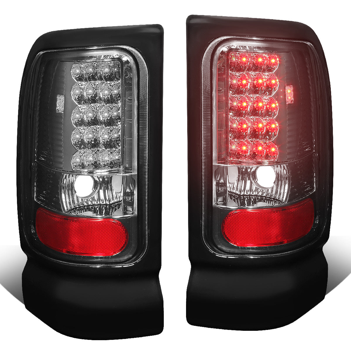 FAROS TRASEROS 94-01 DODGE RAM 1500 / 94-02 DODGE RAM 2500 , 3500 - LED - CHROME / SMOKE