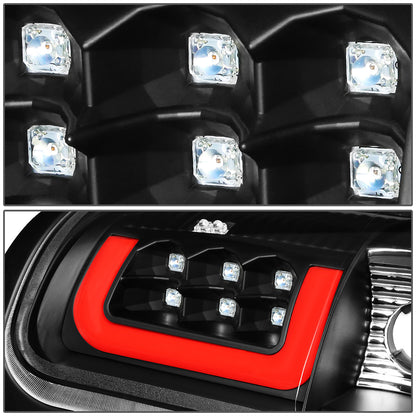 FAROS TRASEROS 94-01 DODGE RAM 1500 / 94-02 DODGE RAM 2500 , 3500 - RED C-BAR - 3D - U-HALO LED - BLACK / CLEAR