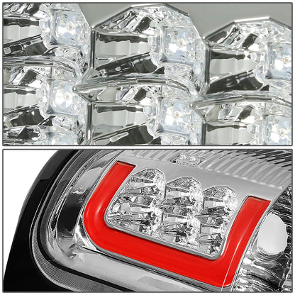 FAROS TRASEROS 94-01 DODGE RAM 1500 / 94-02 DODGE RAM 2500 , 3500 - RED C-BAR - 3D - U-HALO LED - CHROME / CLEAR