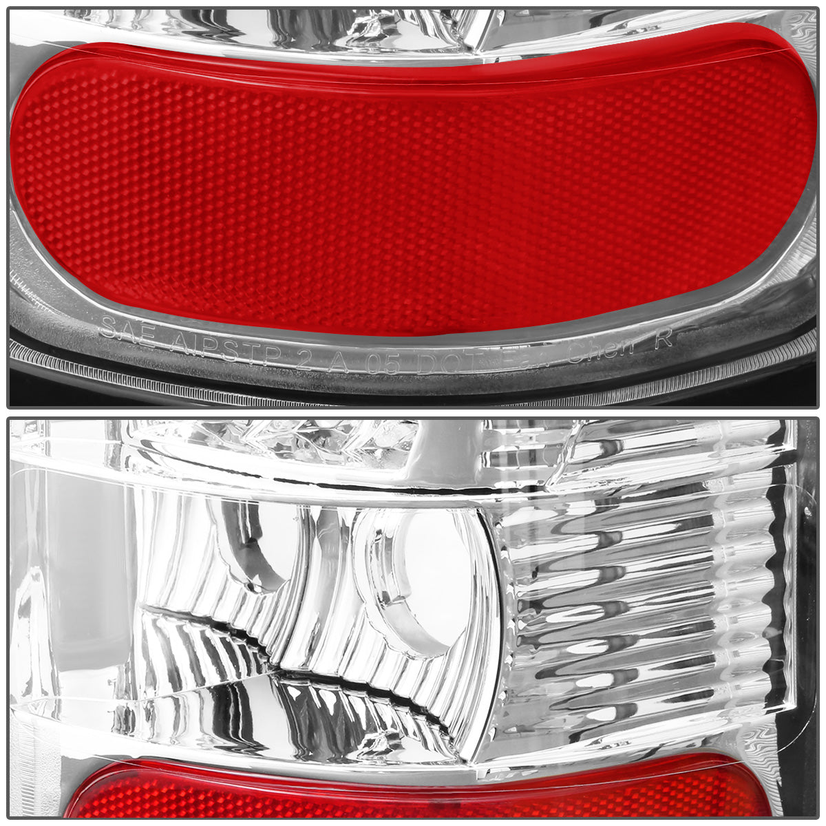 FAROS TRASEROS 94-01 DODGE RAM 1500 / 94-02 DODGE RAM 2500 , 3500 - RED C-BAR - 3D - U-HALO LED - CHROME / CLEAR