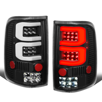 FAROS TRASEROS 04-08 FORD F-150 / LOBO - 3D - DUAL C-BAR LED - BLACK / CLEAR
