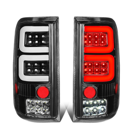 FAROS TRASEROS 04-08 FORD F-150 / LOBO - 3D - DUAL C-BAR LED - BLACK / CLEAR