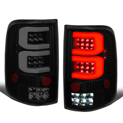 FAROS TRASEROS 04-08 FORD F-150 / LOBO - 3D - DUAL C-BAR LED - BLACK / SMOKE